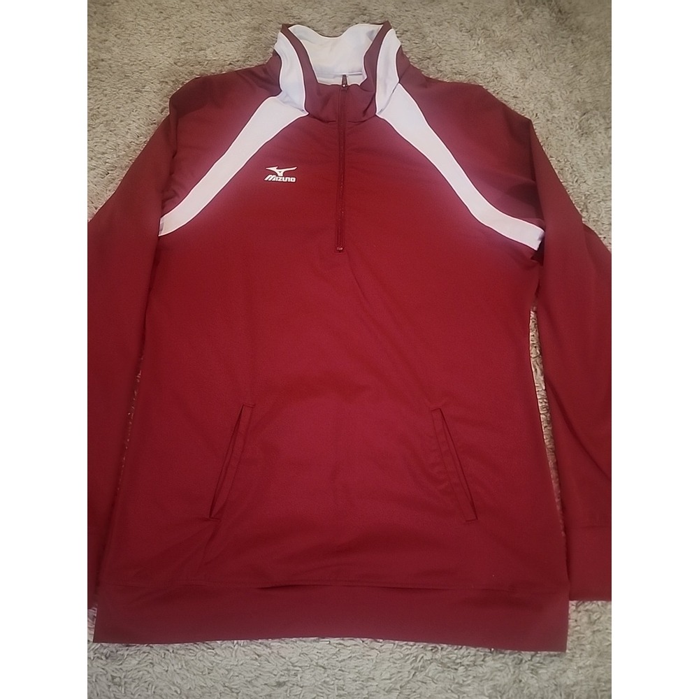 Mizuno DryLite 1/4 Zip Pullover Maroon W/ White trim Size Large